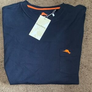 Tommy Bahama Dark Blue Tee with Orange Accents